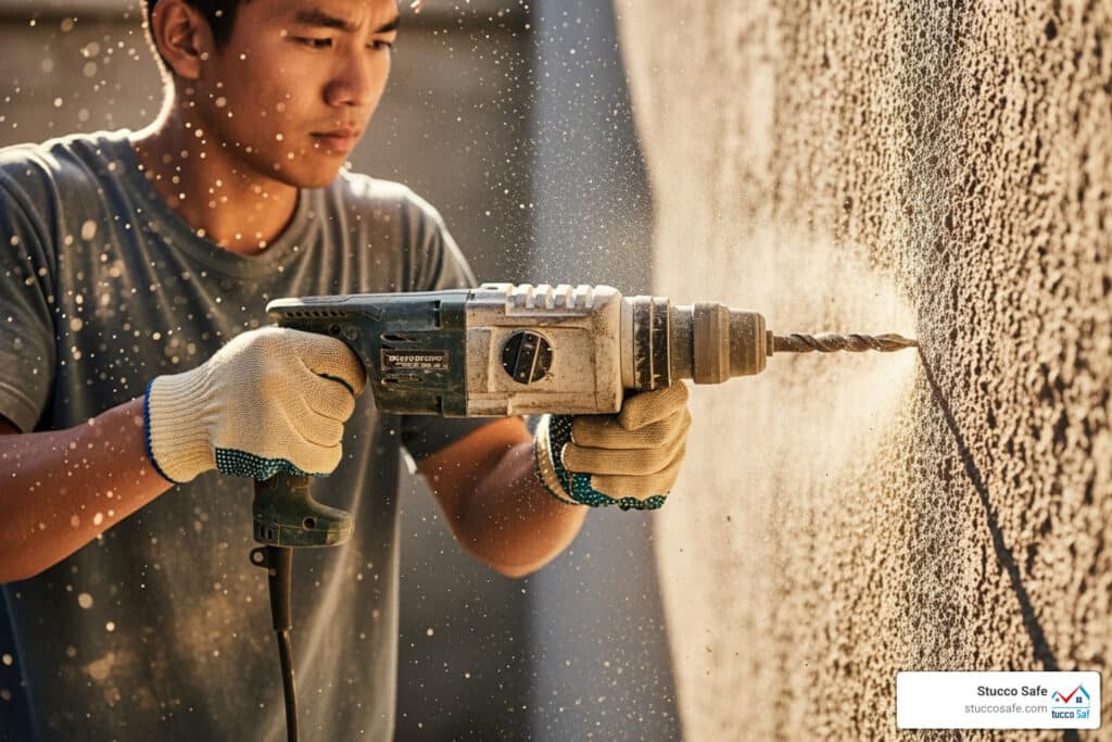 best way to drill into stucco