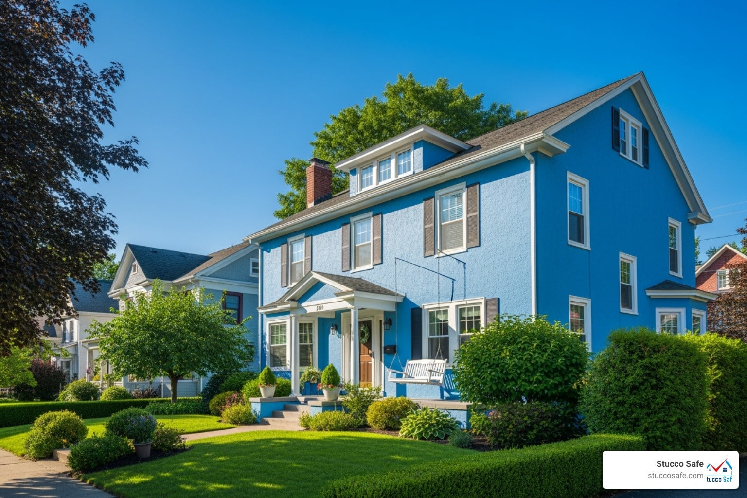 Blue stucco house Stunning Ideas 2025