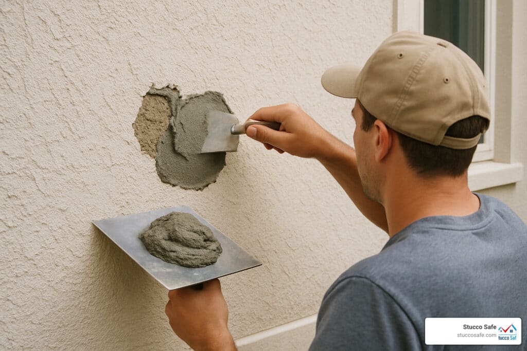 patching a hole in stucco