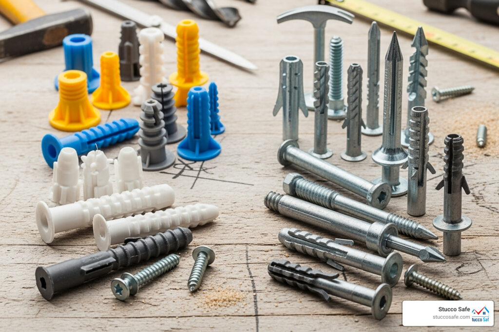 how to install anchors in stucco