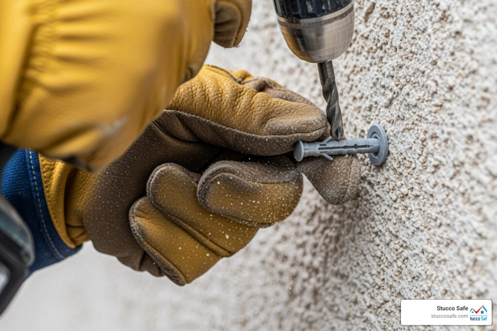 best way to anchor into stucco