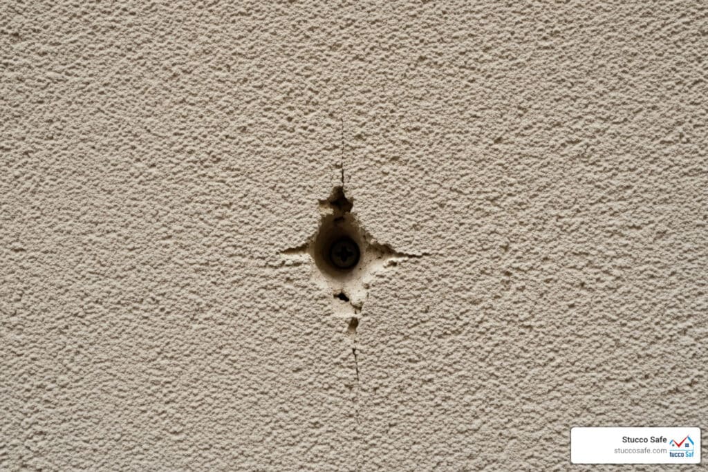 how to fill screw holes in stucco