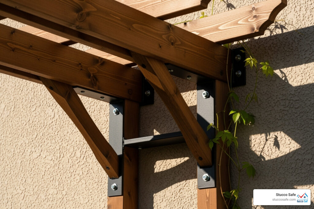 how to anchor wood to stucco