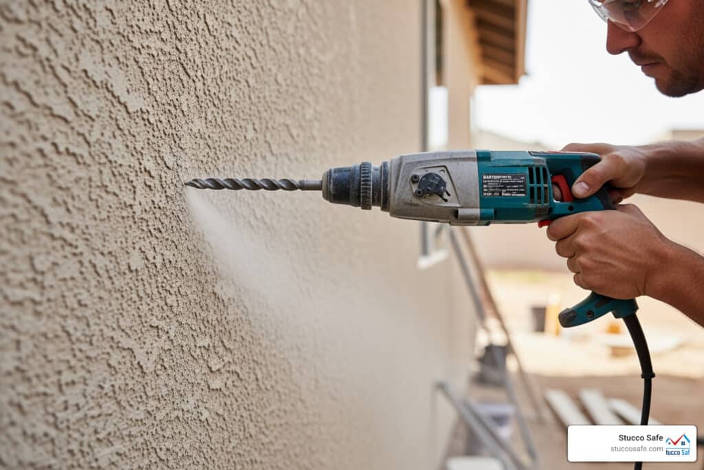 can you drill into stucco with regular drill bit