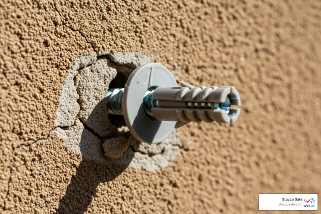 how to fix loose anchor screws in stucco